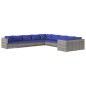 vidaXL Set de muebles de jardín 10 pzas y cojines ratán sintético gris vidaXL Set de muebles de jardín 10 pzas y cojines ratán sintético gris
