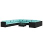 vidaXL Set de muebles de jardín 12 pzs y cojines ratán sintético negro