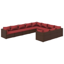 vidaXL Set muebles de jardín 10 piezas cojines ratán sintético marrón
