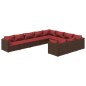 vidaXL Set muebles de jardín 10 piezas cojines ratán sintético marrón