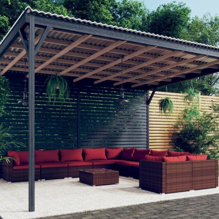 vidaXL Set muebles de jardín 11 piezas cojines ratán sintético marrón