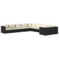 vidaXL Set de muebles de jardín 10 pzs y cojines ratán sintético negro