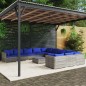 vidaXL Set de muebles de jardín 12 pzas y cojines ratán sintético gris vidaXL Set de muebles de jardín 12 pzas y cojines ratán sintético gris