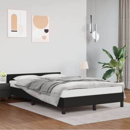 vidaXL Estructura de cama con cabecero cuero sintético negro 120x200cm