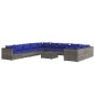 vidaXL Set de muebles de jardín 12 pzas y cojines ratán sintético gris vidaXL Set de muebles de jardín 12 pzas y cojines ratán sintético gris
