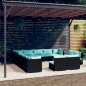 vidaXL Set de muebles de jardín 13 pzas cojines ratán sintético negro vidaXL Set de muebles de jardín 13 pzas cojines ratán sintético negro