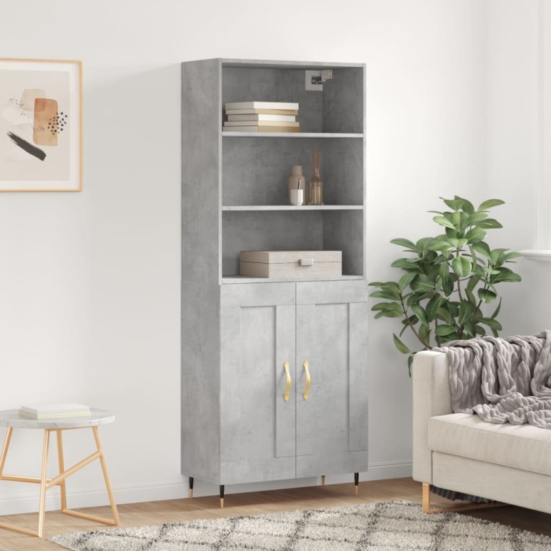 vidaXL Aparador alto madera contrachapada gris hormigón 69,5x34x180 cm vidaXL Aparador alto madera contrachapada gris hormigón 69,5x34x180 cm