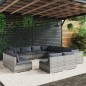 vidaXL Set de muebles de jardín 11 pzas cojines ratán sintético gris vidaXL Set de muebles de jardín 11 pzas cojines ratán sintético gris