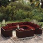 vidaXL Set muebles de jardín 12 pzas y cojines ratán sintético marrón vidaXL Set muebles de jardín 12 pzas y cojines ratán sintético marrón