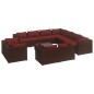 vidaXL Set muebles de jardín 12 pzas y cojines ratán sintético marrón vidaXL Set muebles de jardín 12 pzas y cojines ratán sintético marrón