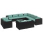 vidaXL Set de muebles de jardín 12 pzas cojines ratán sintético negro vidaXL Set de muebles de jardín 12 pzas cojines ratán sintético negro