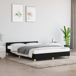 vidaXL Estructura de cama con cabecero de tela negro 140x190 cm