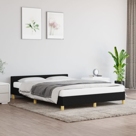 vidaXL Estructura de cama con cabecero de tela negro 140x190 cm