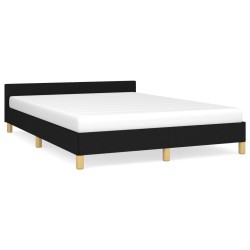 vidaXL Estructura de cama con cabecero de tela negro 140x190 cm