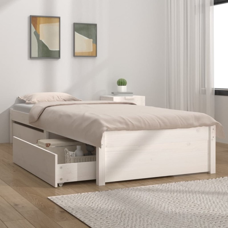 vidaXL Estructura de cama con cajones blanco 90x200 cm vidaXL Estructura de cama con cajones blanco 90x200 cm