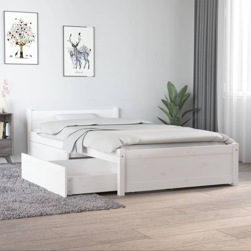 vidaXL Estructura de cama individual con cajones blanco 90x190 cm vidaXL Estructura de cama individual con cajones blanco 90x190 cm