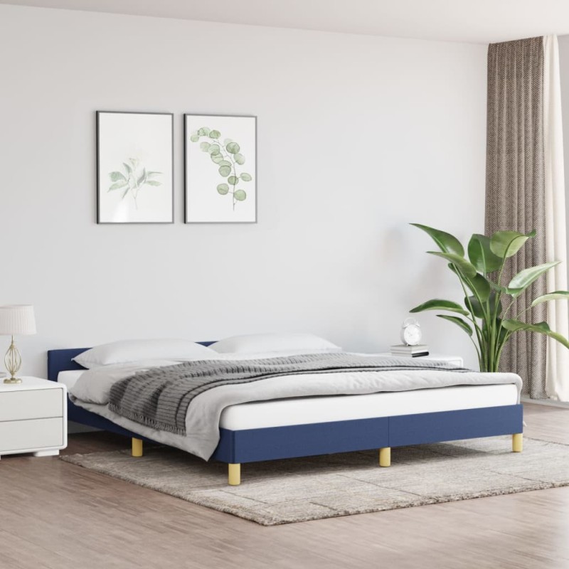 vidaXL Estructura de cama con cabecero de tela azul 180x200 cm vidaXL Estructura de cama con cabecero de tela azul 180x200 cm