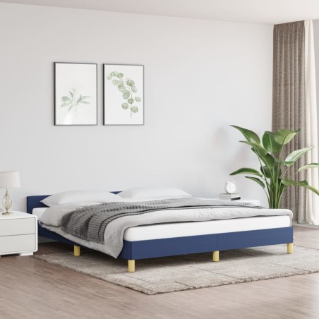 vidaXL Estructura de cama con cabecero de tela azul 180x200 cm