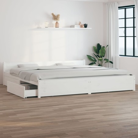 vidaXL Estructura de cama con cajones blanco 200x200 cm