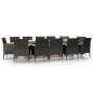 vidaXL Juego de comedor de jardín 13 piezas con cojines negro vidaXL Juego de comedor de jardín 13 piezas con cojines negro