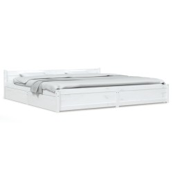 vidaXL Estructura de cama con cajones blanco super king 180x200 cm