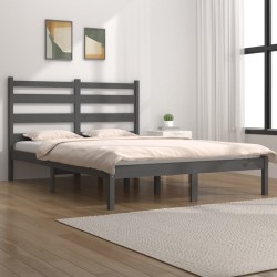 vidaXL Estructura de cama de matrimonio madera de pino gris 135x190 cm