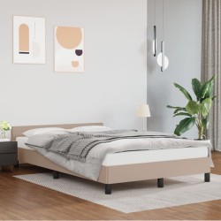 vidaXL Estructura de cama cabecero cuero sintético capuchino 120x200cm