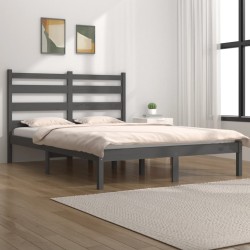 vidaXL Estructura de cama madera maciza de pino gris 180x200 cm