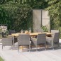vidaXL Juego de comedor de jardín 9 piezas con cojines gris vidaXL Juego de comedor de jardín 9 piezas con cojines gris