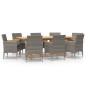 vidaXL Juego de comedor de jardín 9 piezas con cojines gris vidaXL Juego de comedor de jardín 9 piezas con cojines gris