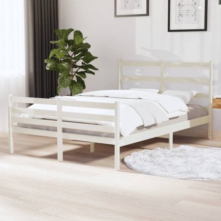 vidaXL Estructura de cama matrimonial madera de pino blanca 120x190 cm