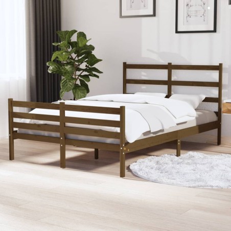 vidaXL Estructura de cama doble pequeña madera pino marrón 120x190 cm
