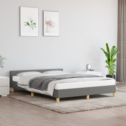 vidaXL Estructura de cama con cabecero de tela gris oscuro 140x200 cm