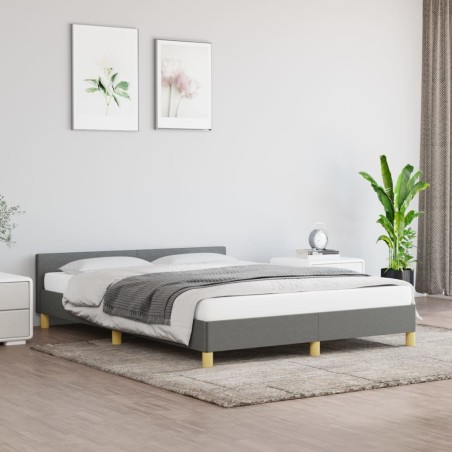 vidaXL Estructura de cama con cabecero de tela gris oscuro 140x200 cm
