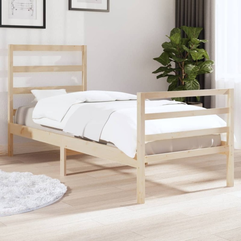 vidaXL Estructura de cama madera maciza de pino 75x190 cm vidaXL Estructura de cama madera maciza de pino 75x190 cm