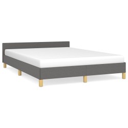 vidaXL Estructura de cama con cabecero de tela gris oscuro 140x200 cm