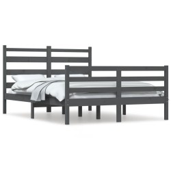 vidaXL Estructura de cama de madera maciza de pino gris 140x200 cm