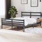 vidaXL Estructura de cama de matrimonio madera de pino gris 135x190 cm vidaXL Estructura de cama de matrimonio madera de pino gris 135x190 cm