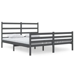vidaXL Estructura de cama de matrimonio madera de pino gris 135x190 cm