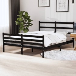 vidaXL Estructura de cama madera maciza de pino negra 135x190 cm