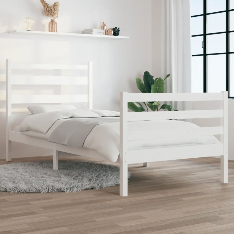 vidaXL Estructura de cama madera maciza de pino blanco 90x200 cm