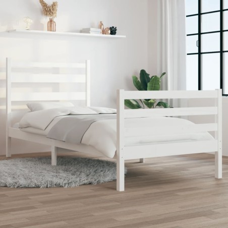 vidaXL Estructura de cama madera maciza de pino blanco 90x200 cm