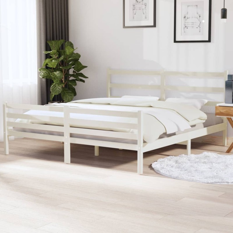 vidaXL Estructura de cama madera maciza de pino blanca 180x200 cm vidaXL Estructura de cama madera maciza de pino blanca 180x200 cm