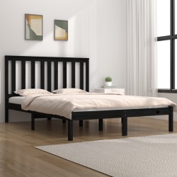 vidaXL Estructura de cama de madera maciza de pino negra 140x200 cm
