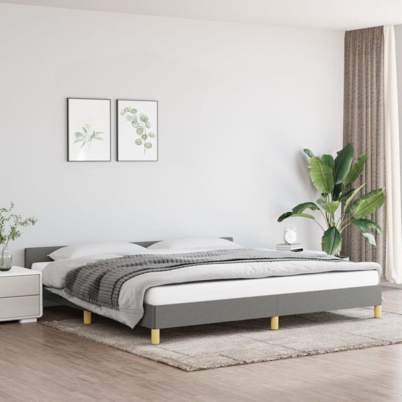 vidaXL Estructura de cama con cabecero tela gris oscuro 200x200 cm vidaXL Estructura de cama con cabecero tela gris oscuro 200x200 cm