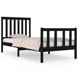 vidaXL Estructura de cama madera maciza de pino negro 75x190 cm