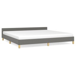 vidaXL Estructura de cama con cabecero tela gris oscuro 200x200 cm