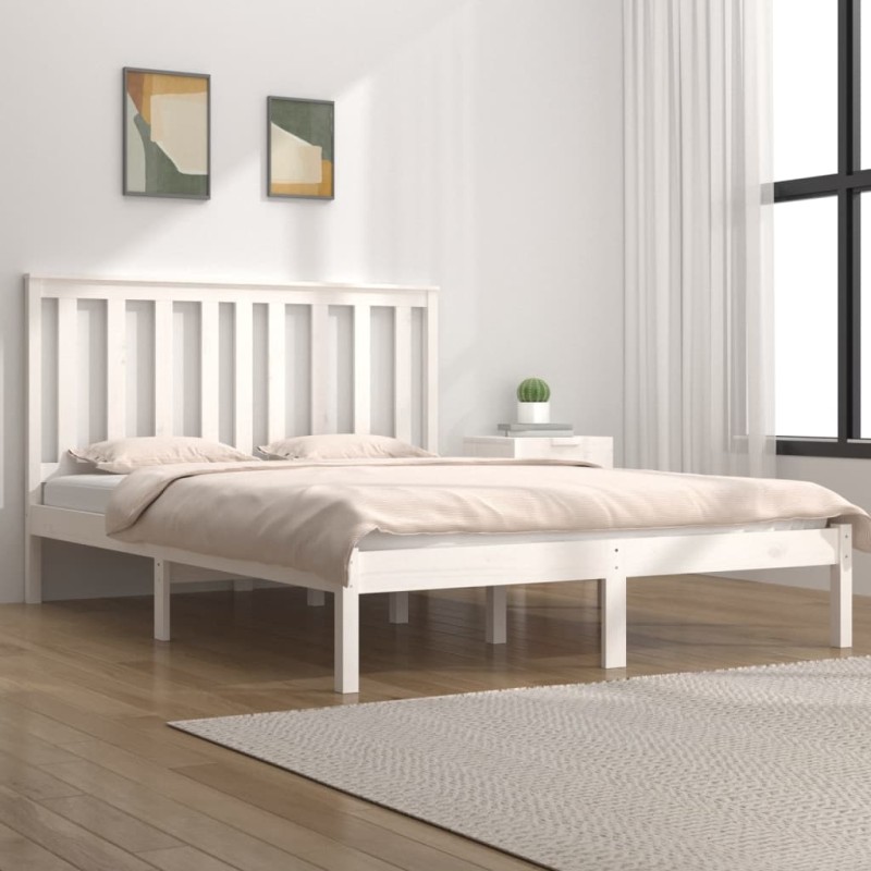 vidaXL Estructura de cama madera maciza de pino blanco 200x200 cm vidaXL Estructura de cama madera maciza de pino blanco 200x200 cm