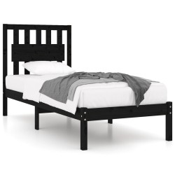 vidaXL Estructura de cama individual madera maciza negra 90x190 cm