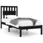 vidaXL Estructura de cama individual madera maciza negra 90x190 cm